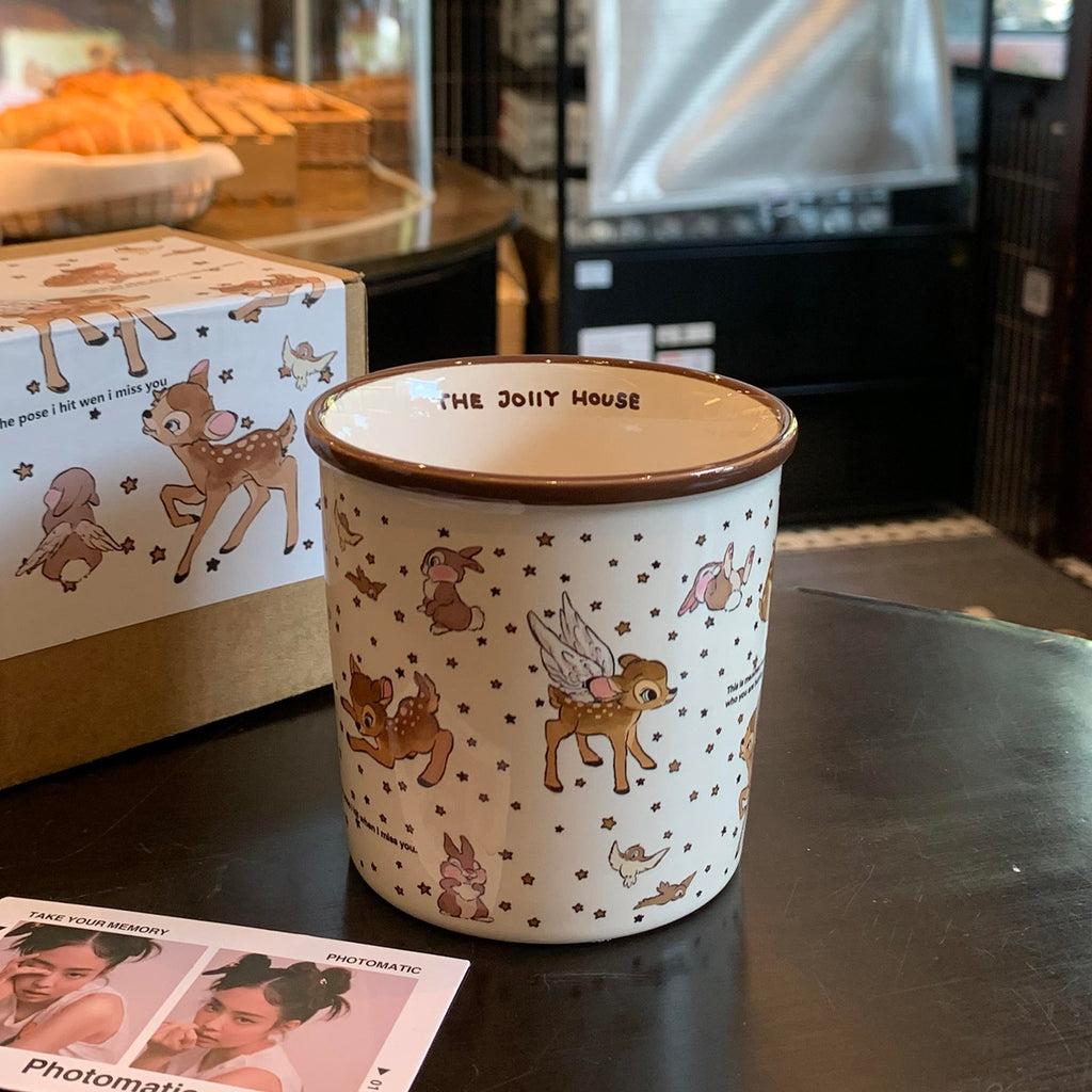Niedliche Keramik-Hirsch-Kaffeetasse mit großem Fassungsvermögen, stilvolles Design für Heimtrinkgeschirr