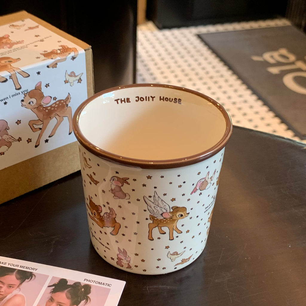 Niedliche Keramik-Hirsch-Kaffeetasse mit großem Fassungsvermögen, stilvolles Design für Heimtrinkgeschirr