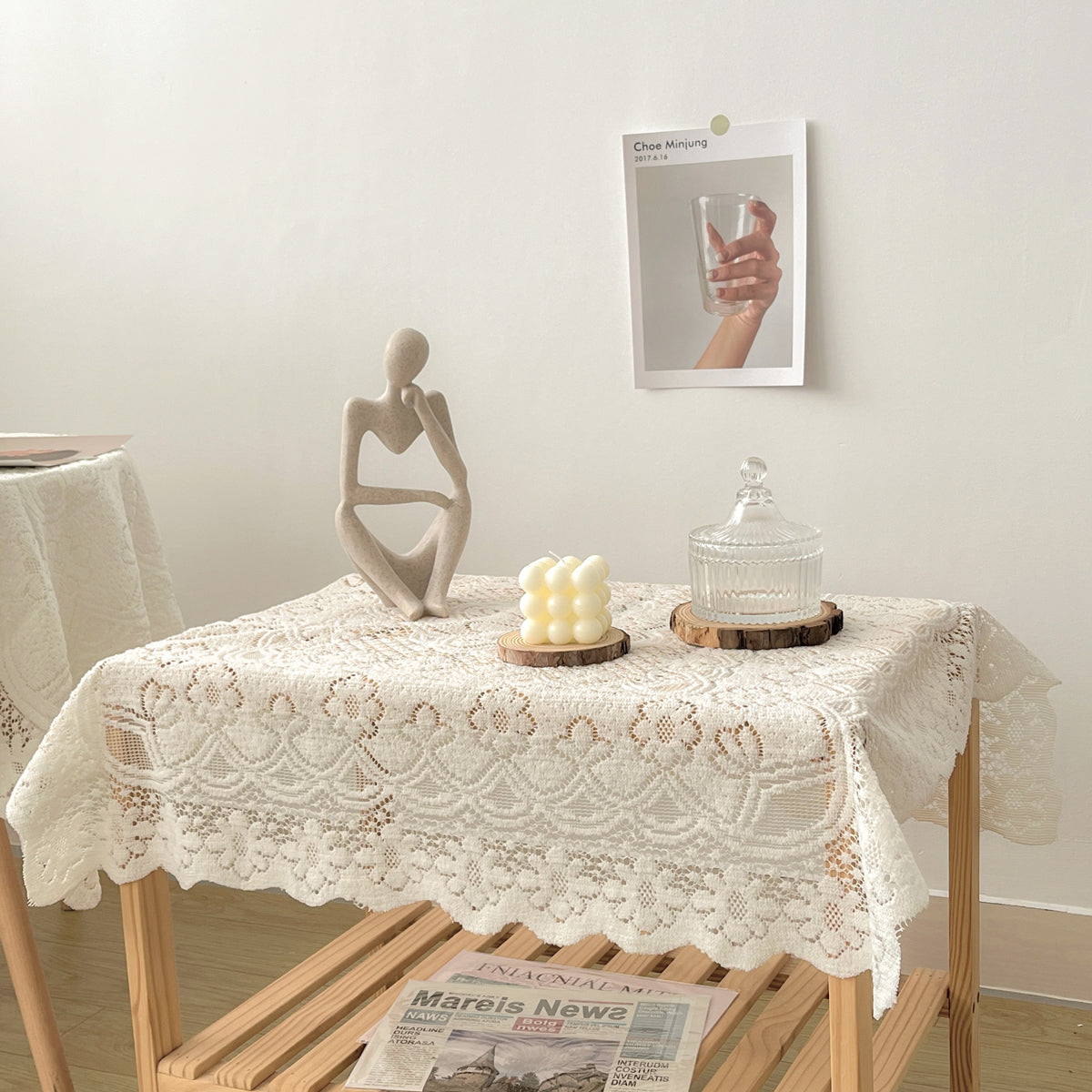 Spitzen-Vintage-Tischdecke, inspiriertes, elegantes Dekor für Esszimmer und Heim-Styling